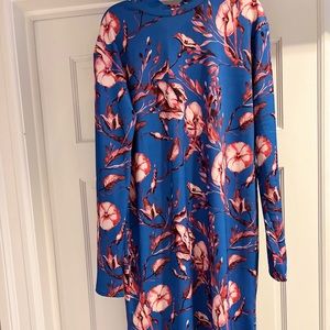 Zara blue with pink flower dress.